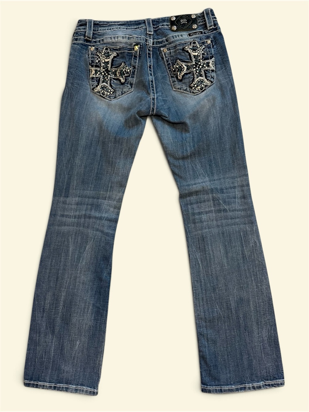 Miss Me Relaxed Boot Bootcut Embellished Jeans Blue Waist 31